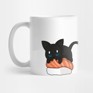 Black Cat Salmon Sushi Mug